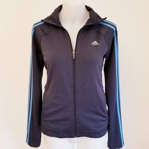 ADIDAS Jersey Track Jacket, Charcoal/Blue, S